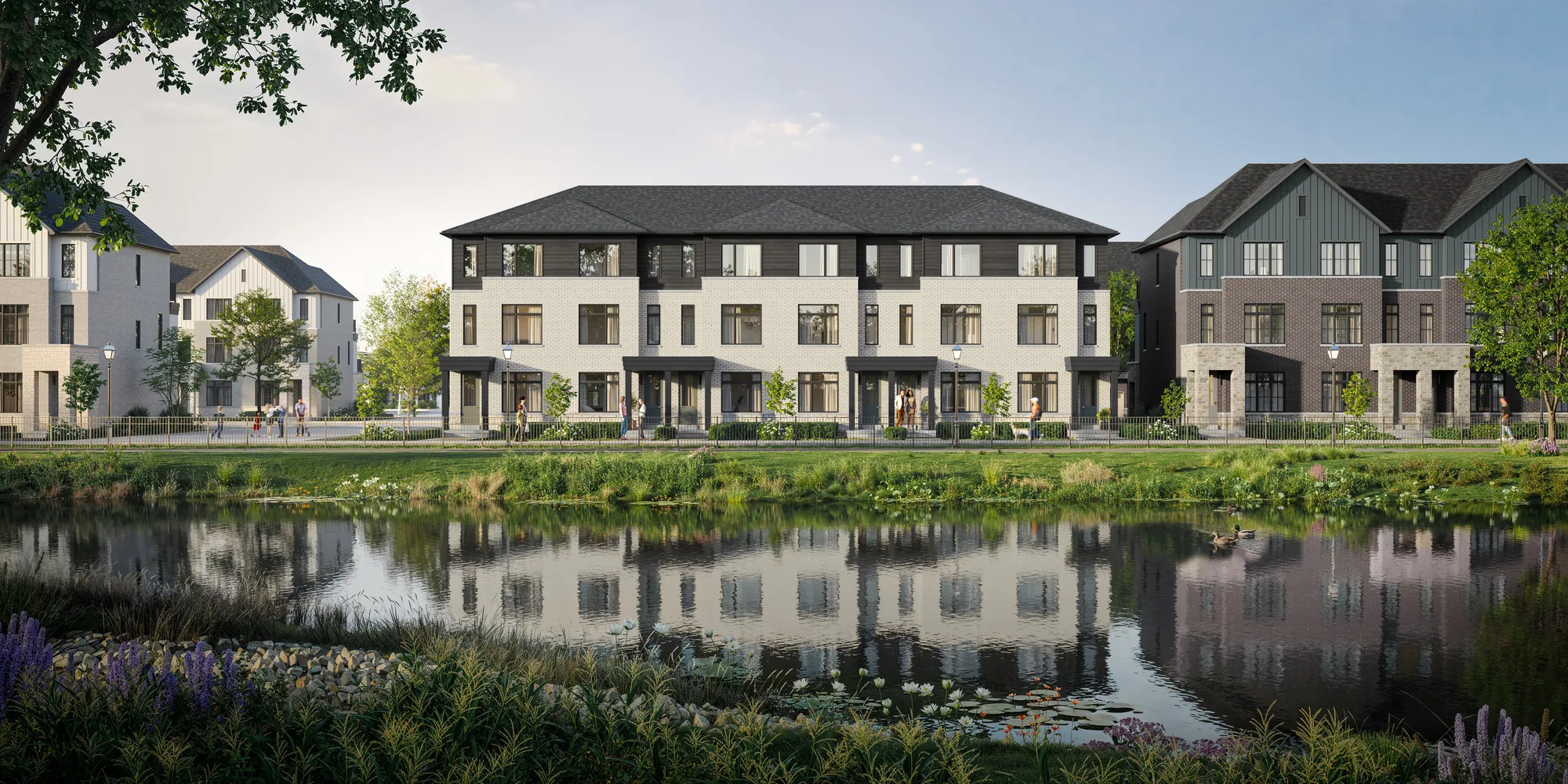 Cornerstone Brampton townhomes across the pond, artist's concept